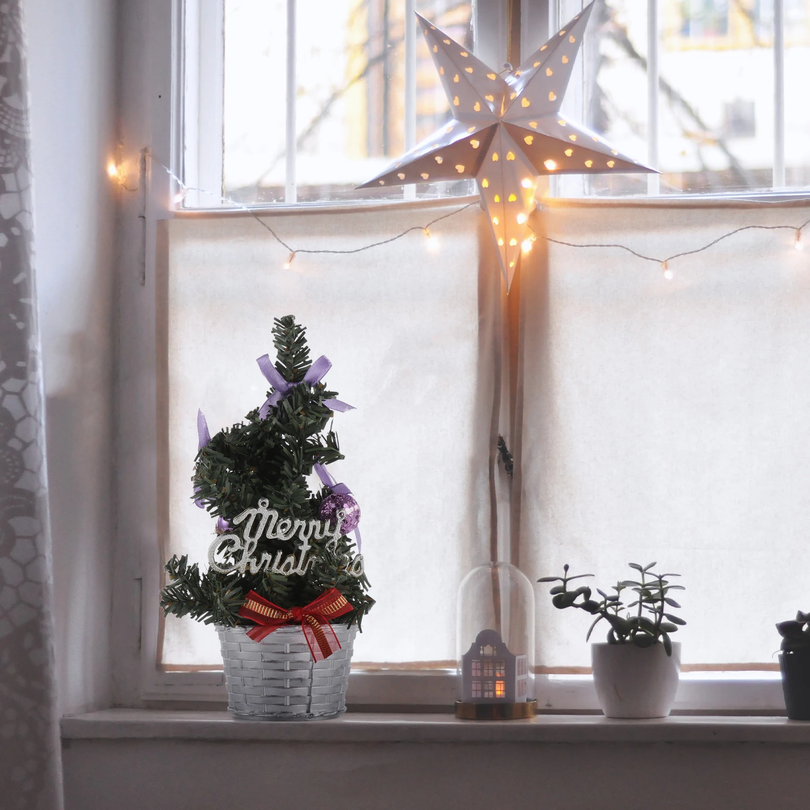 

3 pcs Mini Christmas Tree Decorations Fireproof Xmas Ornaments Golden Red Purple Diy Decorative Supplies For Table Office