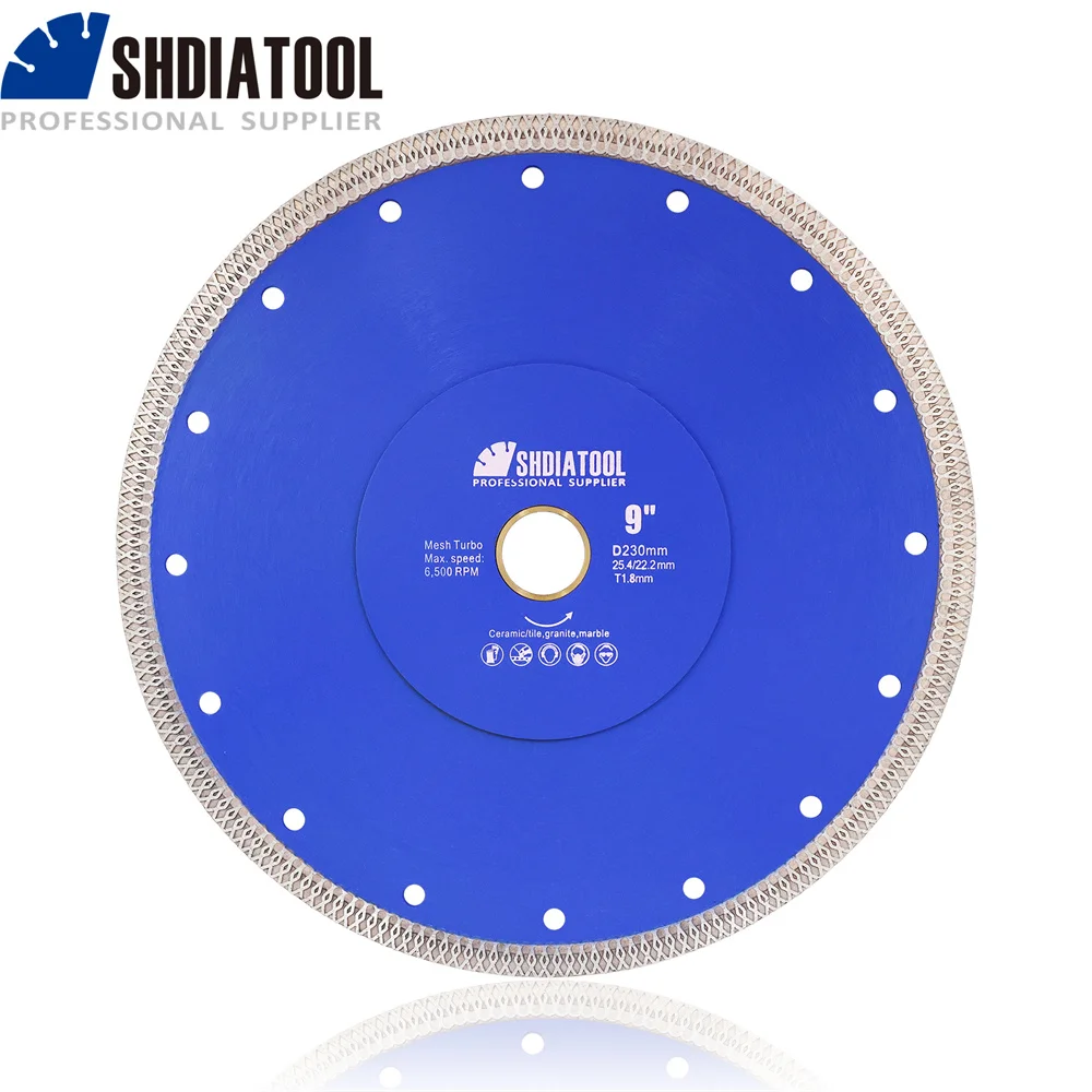 SHDIATOOL Dia230mm Diamond Saw Blade X Mesh Cutting Disc For Ceramic Tile Porcelain Marble Granite 9inch Circular Disc Cutter