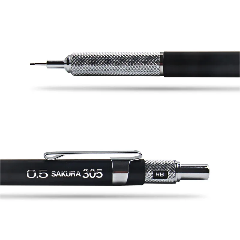 Sakura Drawing Mechanical Pencil XS-303 / XS-305 Metal Rod Writing Constantly Student Sketch Design Mechanical Pencil 0.3/0.5mm