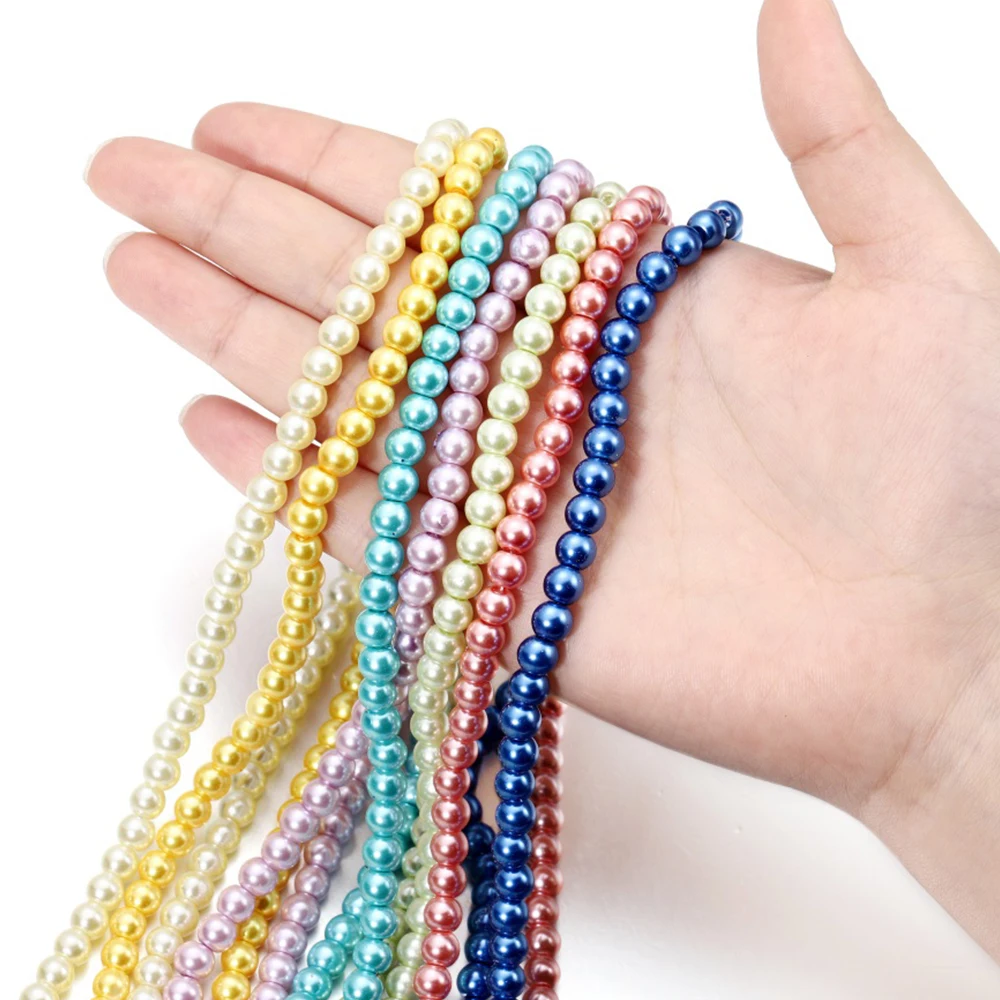 100Pcs 4/6/8mm Imitation Pearls Glass Bead Round Loose Spacer Bead for DIY Jewelry Bracelet Necklace Making Accessories