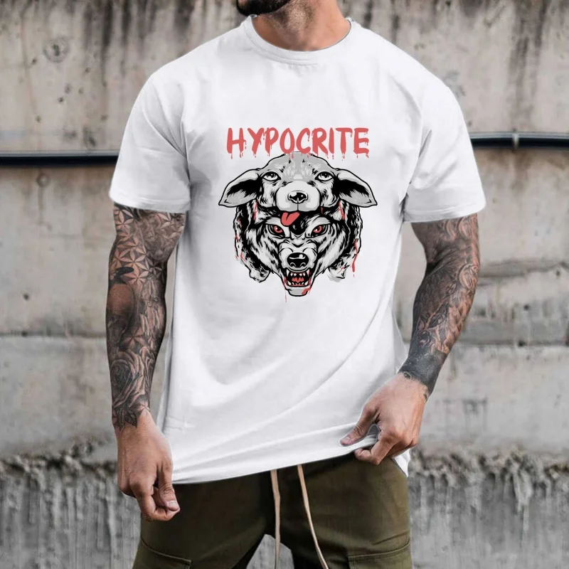 Dark Style Wolf & Sheep Layered Print Heat - Transfer White Ink Iron - on, Suitable for T - shirts, Canvas Bags, Trendy &