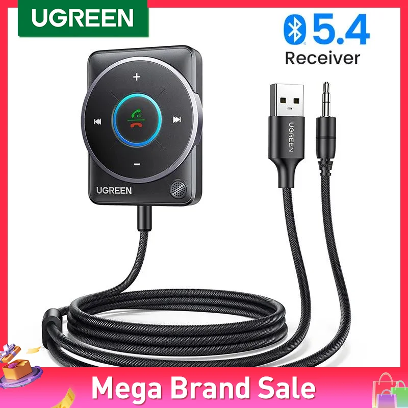 

UGREEN USB Bluetooth 5,4 Автомобильный приемник адаптер с микрофоном и шумоподавлением, USB AUX Bluetooth приемник автомобильный комплект стерео аудио