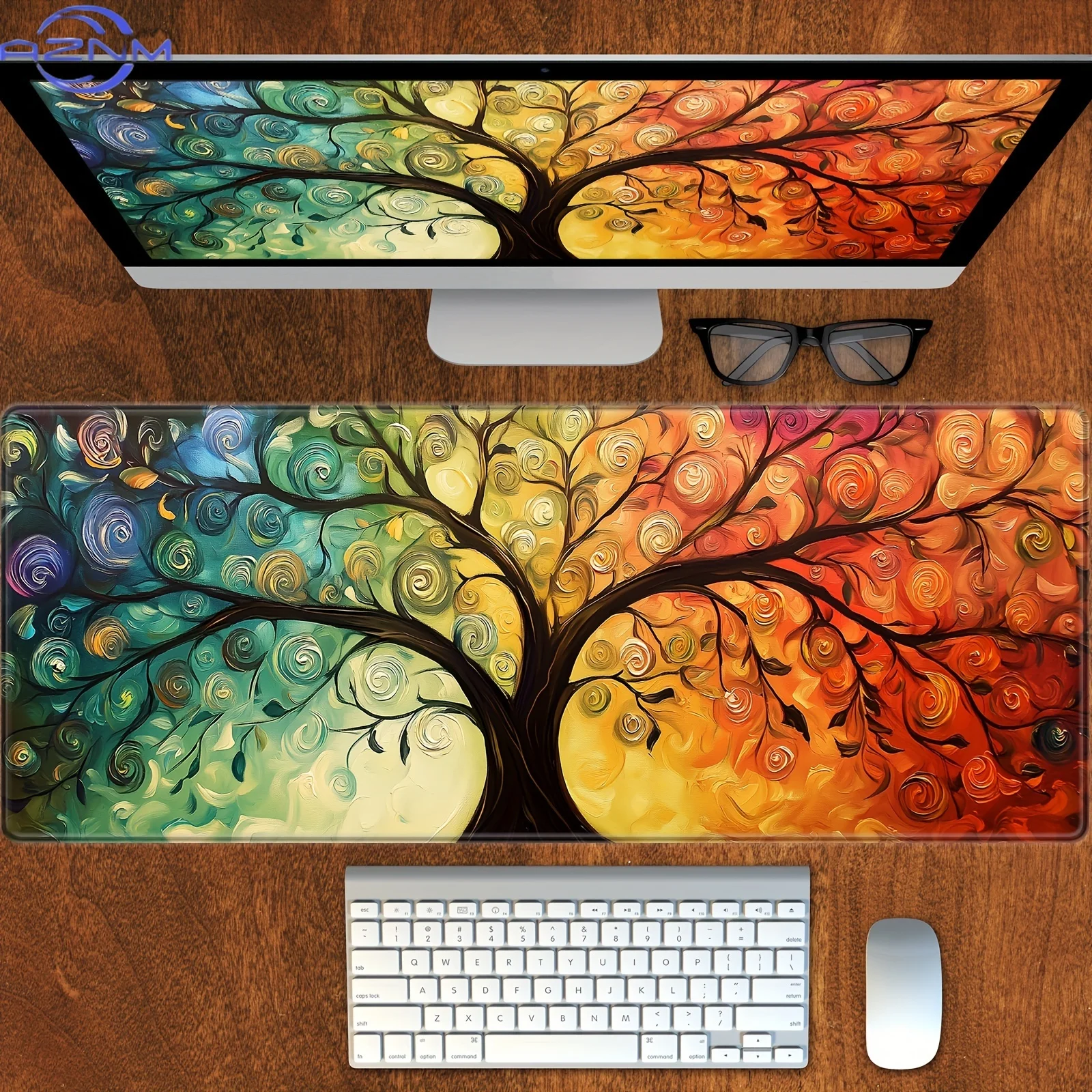 Colorful Tree of Life Design Mouse Pad Non-Slip Rubber Desk Mat Large Extended Keyboard Mousepad Office Home Gaming