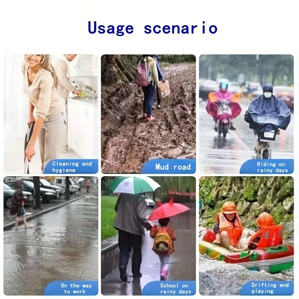 10 disposable rain shoe covers for rainy days, waterproof, anti slip, transparent plastic, thickened, wear-resistant, and isolat