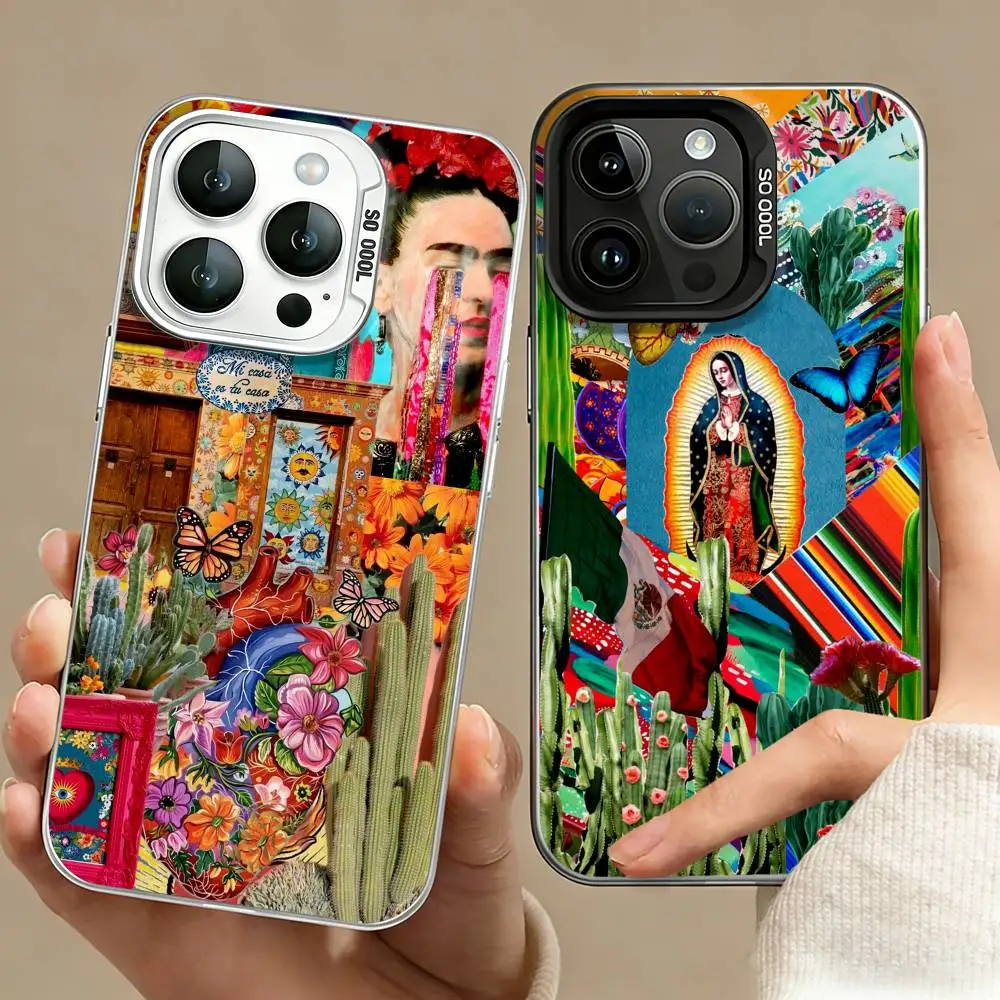 

Colorful M-Mexico C-Culture Phone Case For iPhone 17,16,15,14,13,12,11 Plus,Pro Max,XS,Colored silver phone case