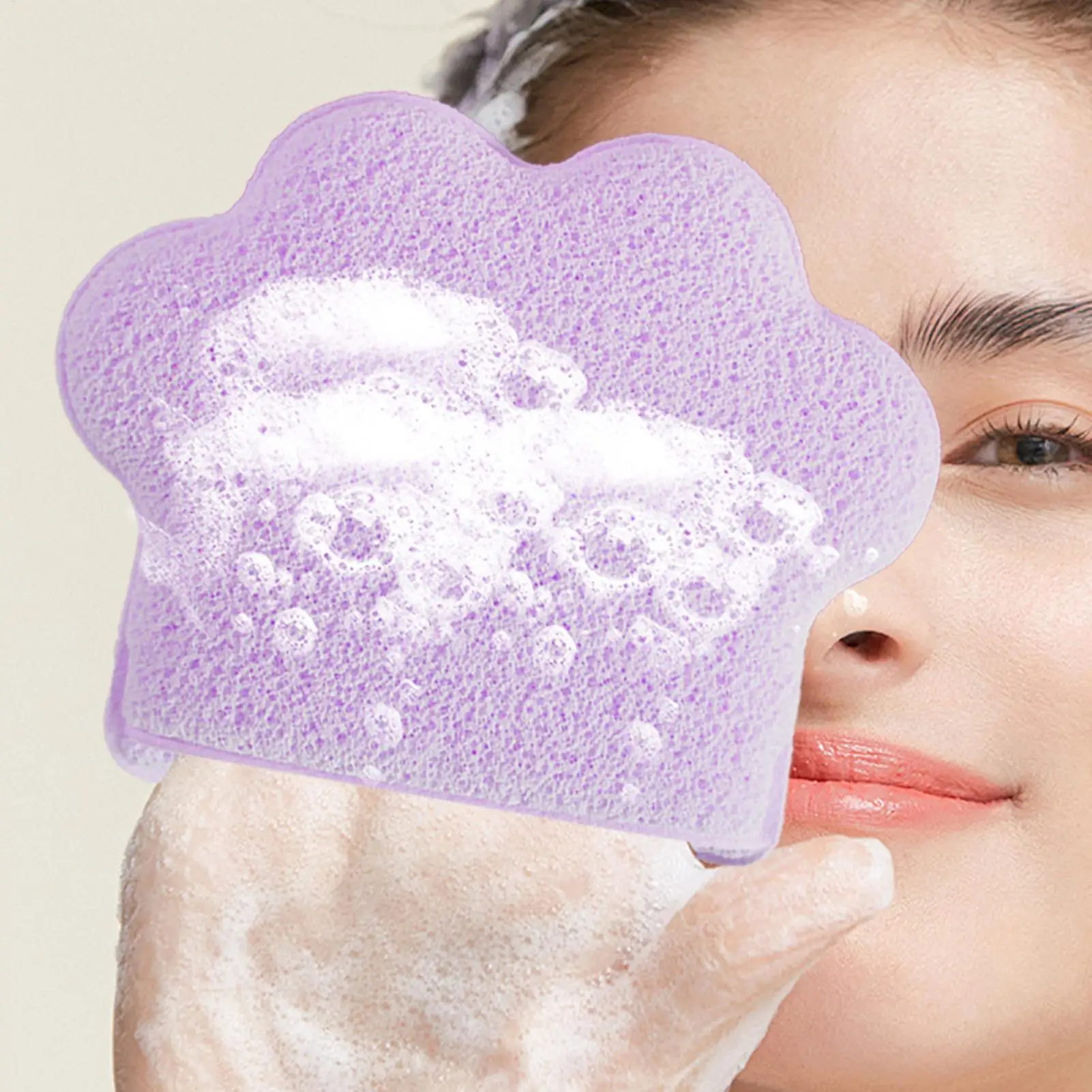 Esponja de limpeza facial ampliada, design de pata de gato, esponjas faciais comprimidas, tipo luva, toalhetes de remoção cosmética para banho
