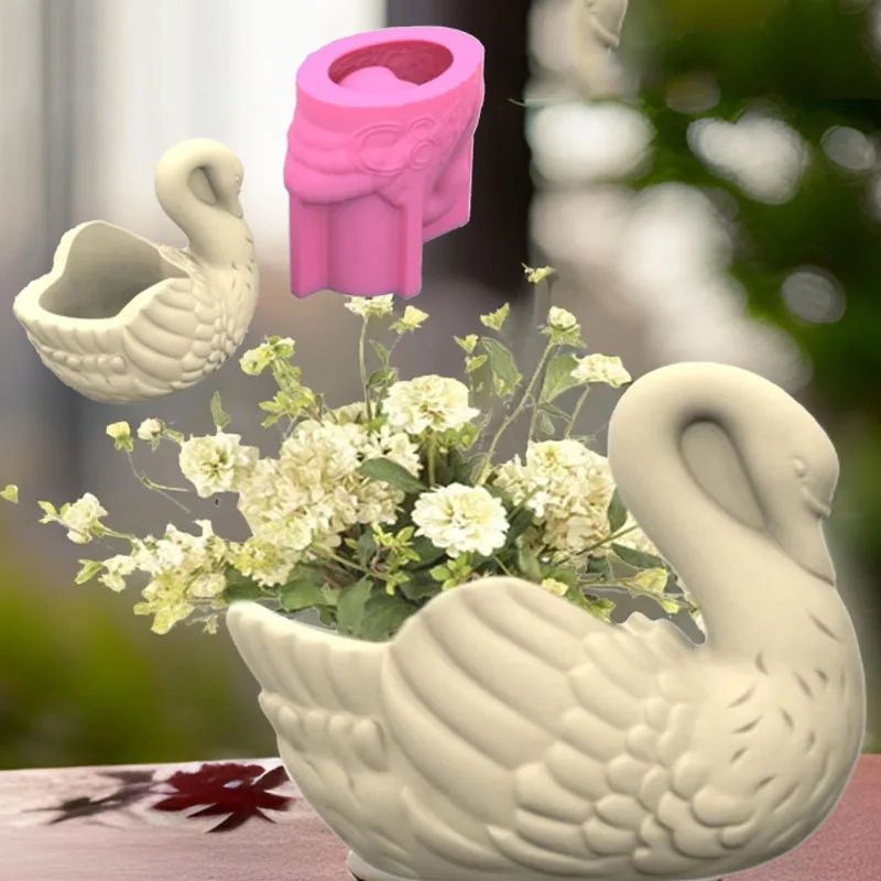 Elegant Cygnus Shaped Vases with Reusable Silicone Craft Supplies Mould A0KD