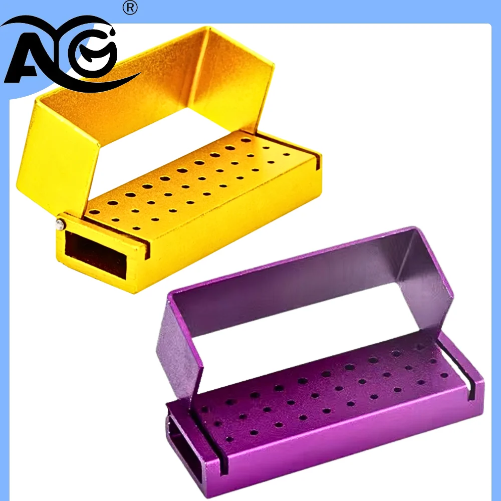 AG 30 Holes Dental Burs Holder Disinfection Block Aluminium FG/RA Burs Storage Box Cleaning Stand Tool