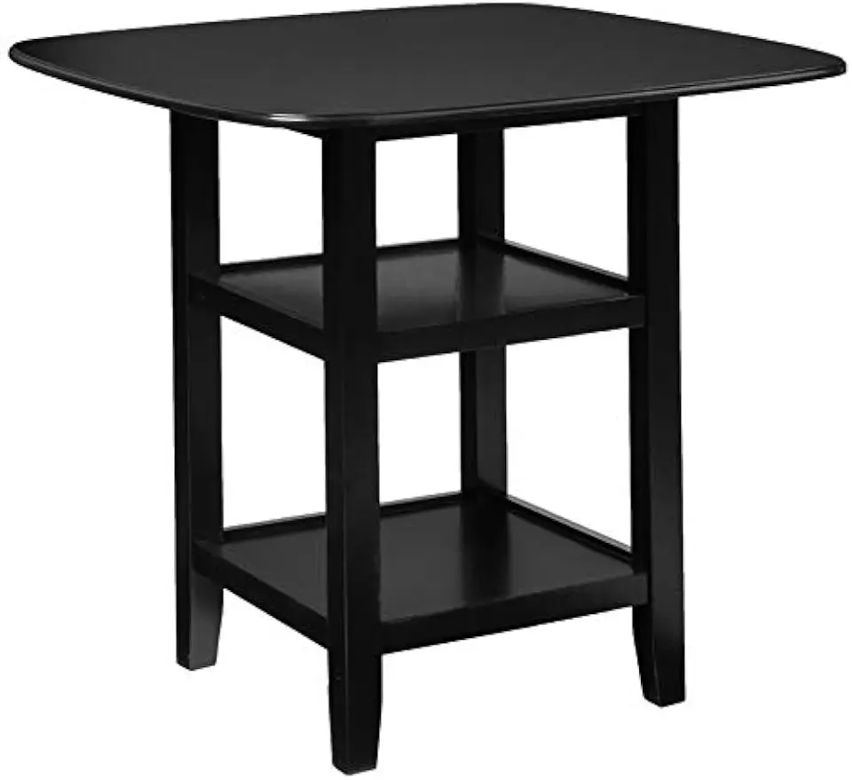 Norman 5-Piece Counter Height Dining Set with Two Display Shelves, Black