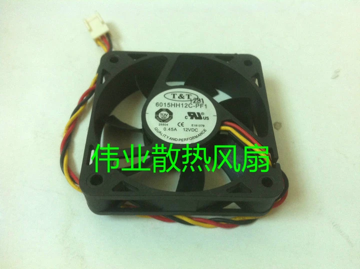 

Freight free original T&T 6015 6015HH12C-PF1 DC12V 0.45A three wire cooling fan