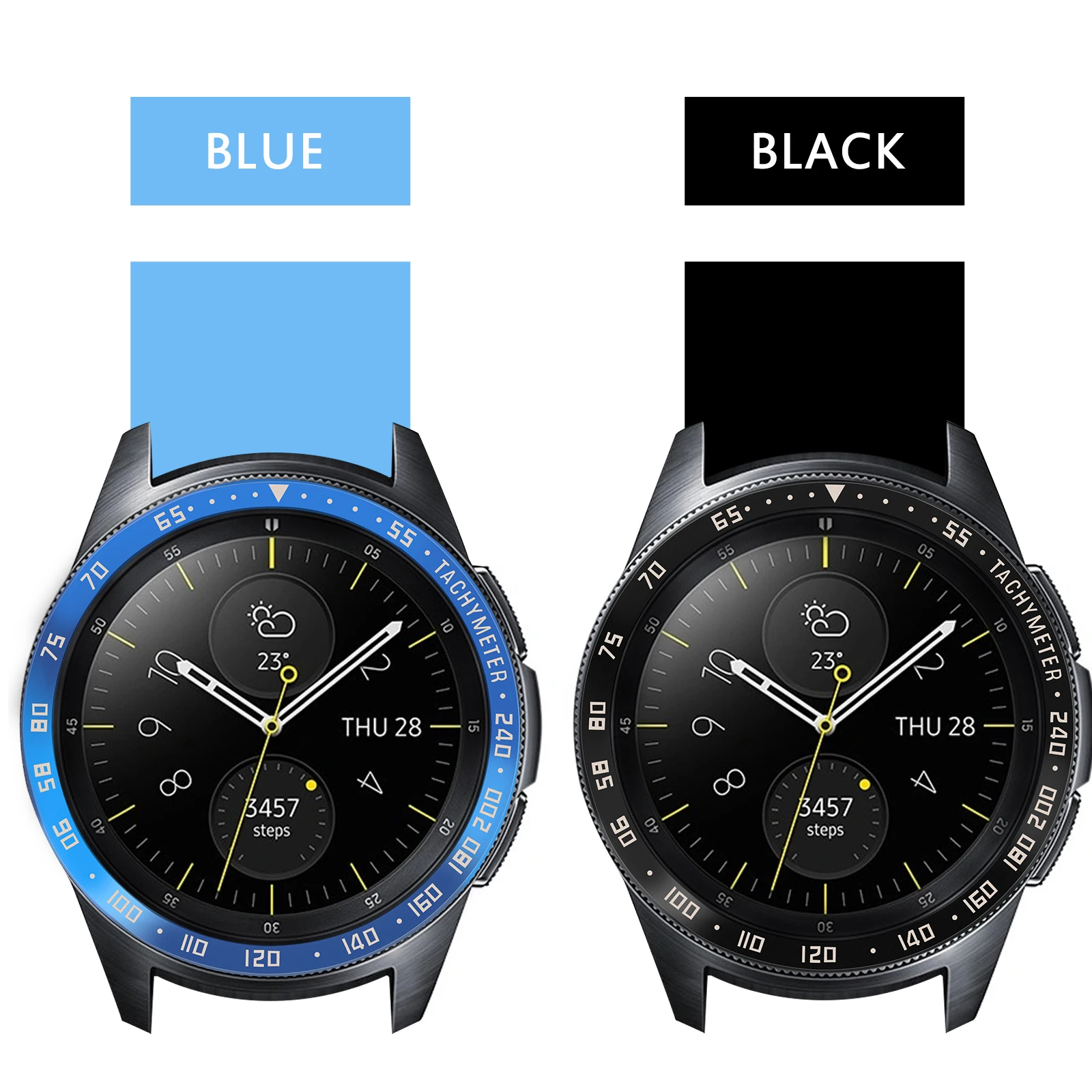 2 Pcs 46mm Watch Bezel Stainless Steel Smartwatch Accessories Replacement Ring Anti Bezel Cover