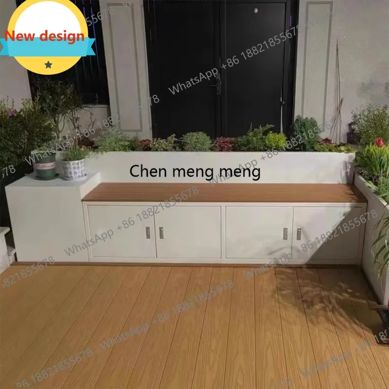 D80 Nordic Creative Flower Box Bench Modern Design Courtyard Flower Trough Fence Seat Garden Furniture Muebles Jardín