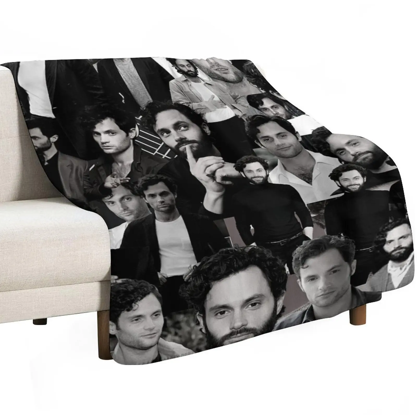 Penn Badgley American actor Black and White Aesthetic Collage - 2 Throw Blanket Luxury St Extra Large Throw Flannels Blankets