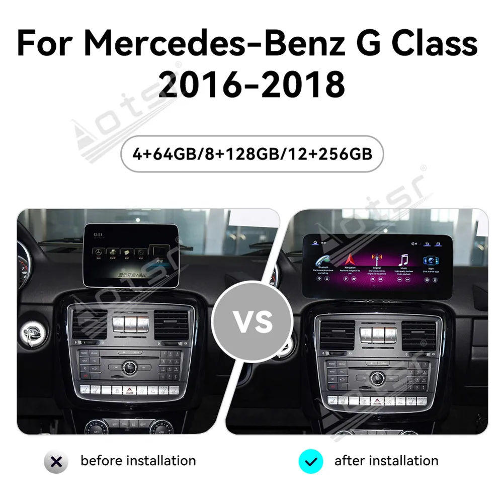 

12,3-дюймовый автомобильный радиоприемник CarPlay Android 13 для Mercedes Benz G Class 2016-2018, мультимедийный плеер с сенсорным экраном AI, GPS-навигация, DSP