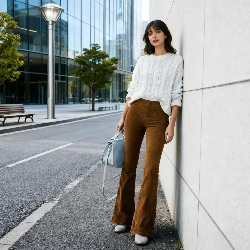 

Женские узкие брюки-клеш, модные весенне-осенние брюки, офисные женские однотонные расклешенные брюки