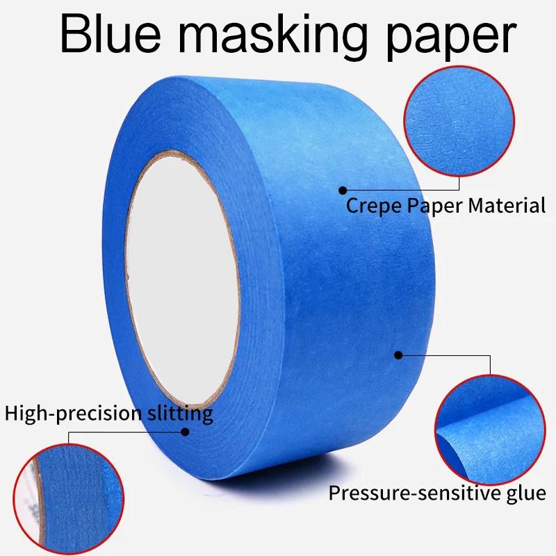 O papel de mascaramento azul é resistente a altas temperaturas e não résíduo de cola e papel washi rasgado à mão é desenhado por estudantes de arte