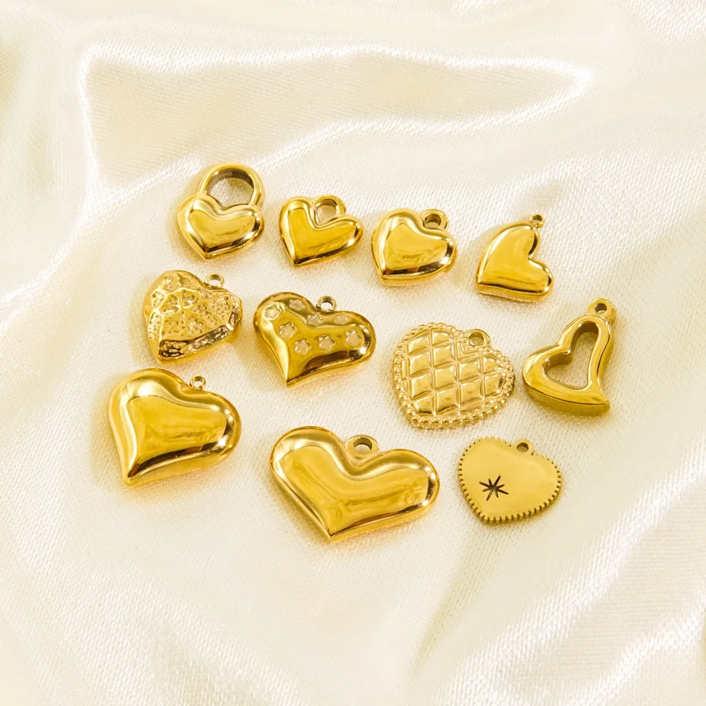 Gold Plated Mini Stainless Steel  Jewelry Love Heart Shell Charms DIY Jewelry Making Charms for Necklace Bracelet