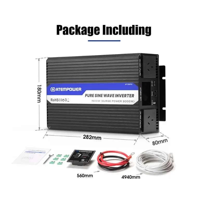 POWER 12v naar 240V DC naar AC 110v 220v Zuivere Sinusomvormer Omvormer 1500w 3000W