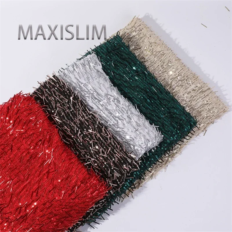 New Mesh Embroidered 3MM Sequin Fabric Sling Skirt Dress Bead Tube Embroidered Fabric DIY Sewing Fashion Fabric Width 125CM