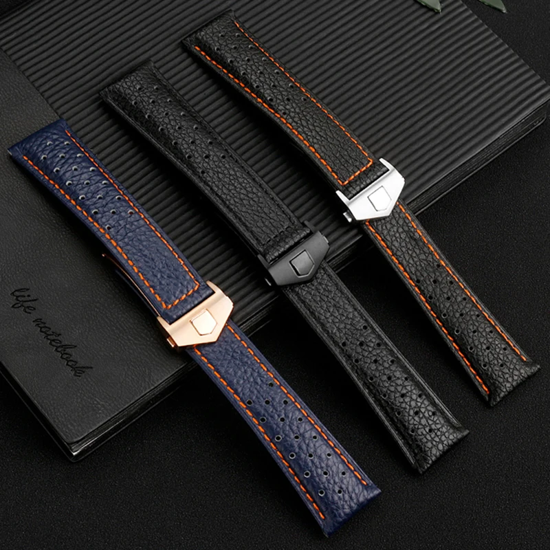 Genuine Calfskin Leather Watchband For TAG HEUER Strap MONACO CARRERA Quality Leather Watchband Bracelet 22mm wristband chain