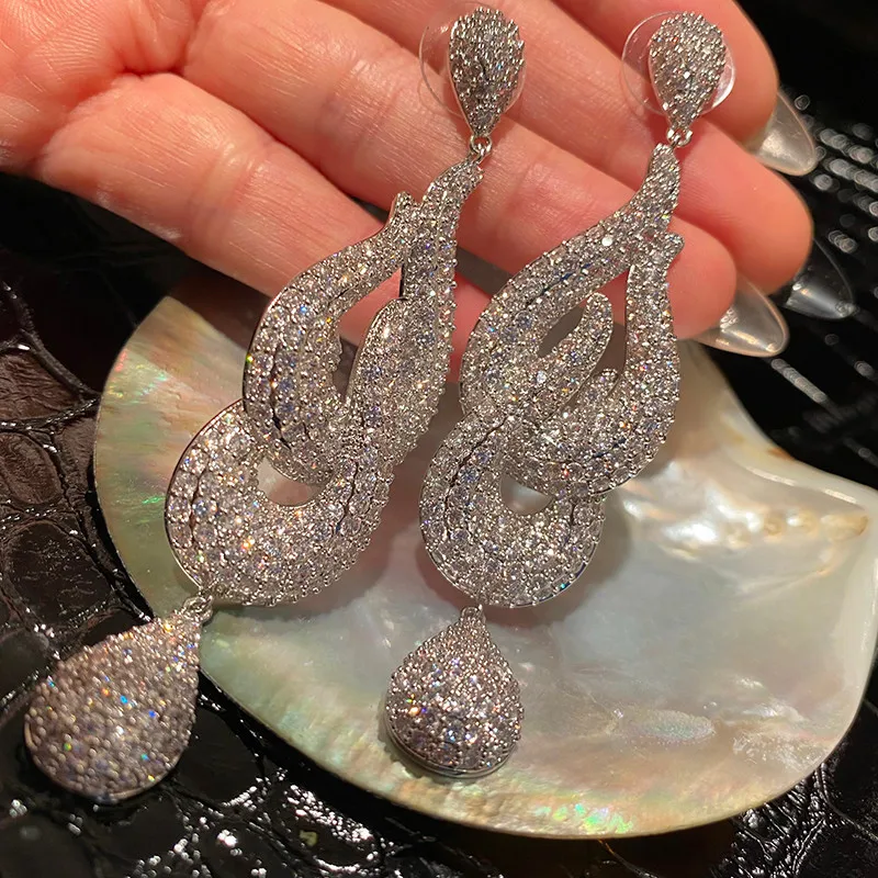 Water Drop Pendant Luxury Temperament Fashion Zircon Earrings