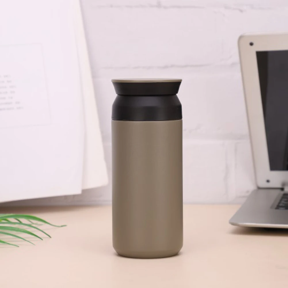 350ml/500ml Simple Flat Lid Insulated Bottle Leakproof Insulated Water Cup For Women Men