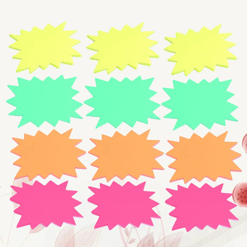 蛍光紙値札 120枚 爆発型 小型サイン 食料品店用 商品吊り下げラベル