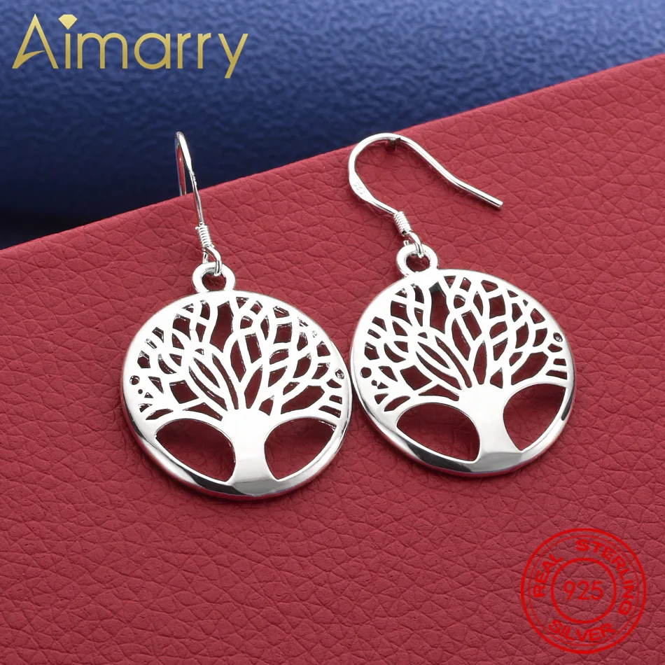 

Free Shipping Hot Sale 925 Sterling Silver For Women Wedding Lady Retro Tree Of Life Party Earring Jewelry Best Gift