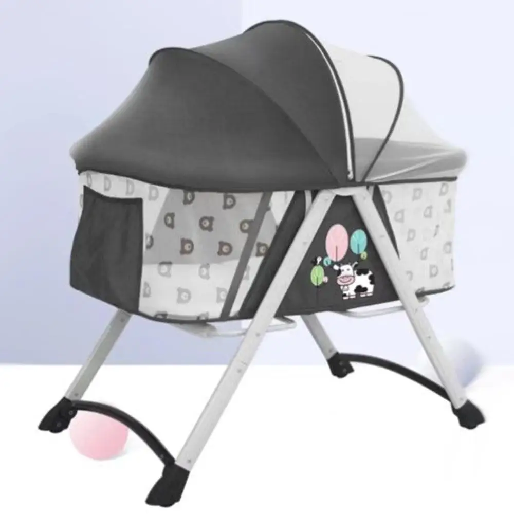 

Baby crib products foldable portable baby crib multi-functional cradle bed with wheels