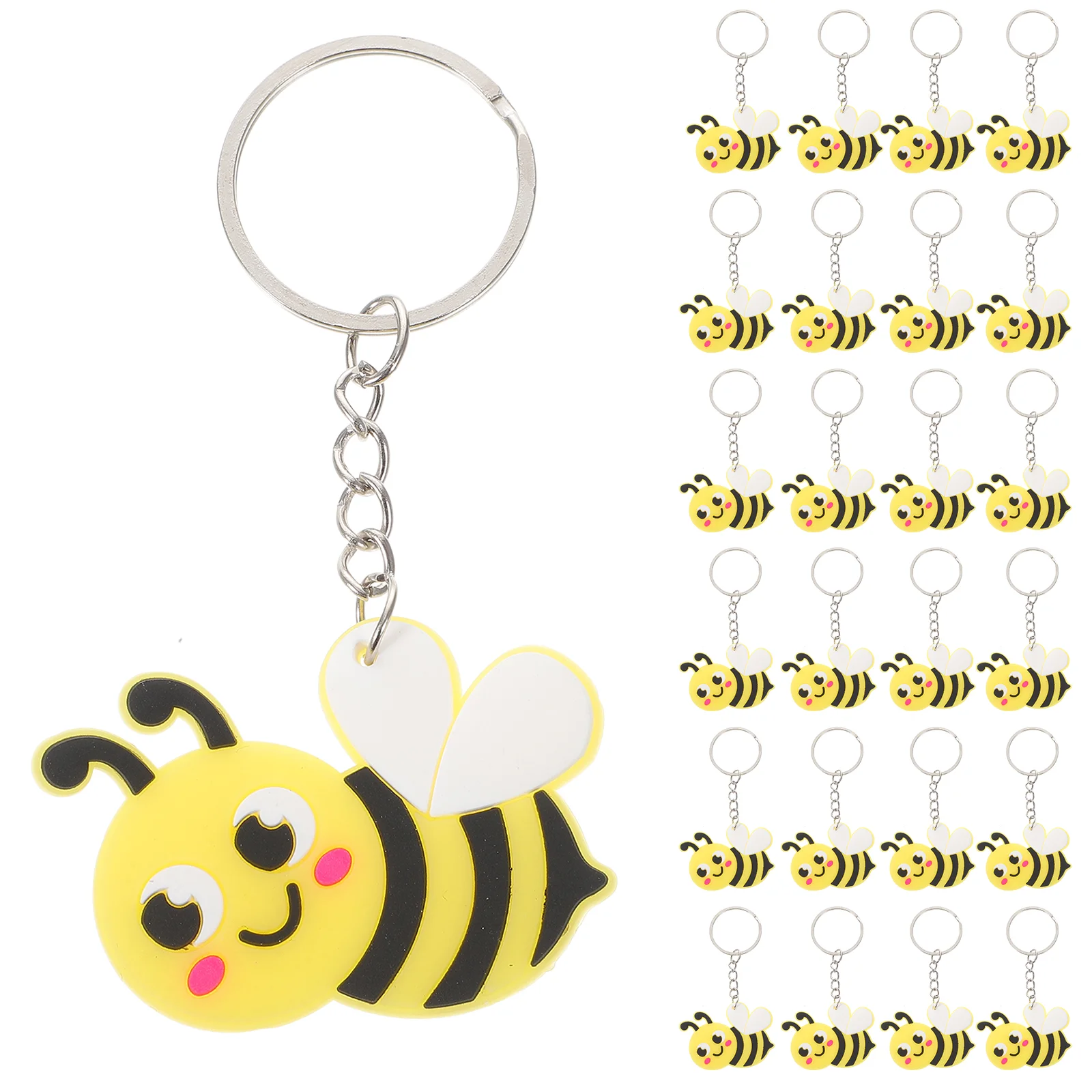 24 Pcs Cartoon Bee Keychain Mother Kids Wallet Baby Shower Decorations Pvc Keyring