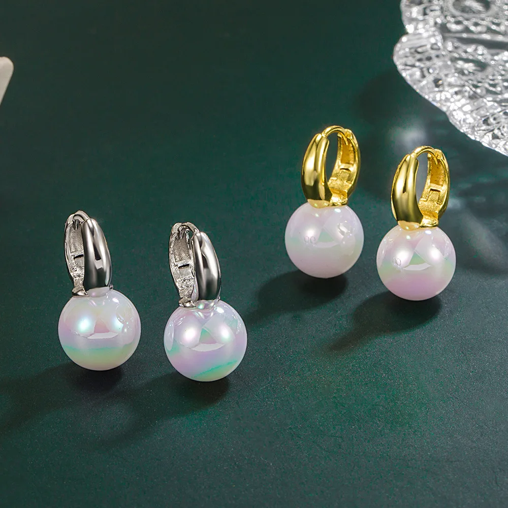 

925 Sterling Silver Fashion Light Luxury Mermaid Ji Pearl Ear Buckle Earrings Birthday Party Anniversary Gift