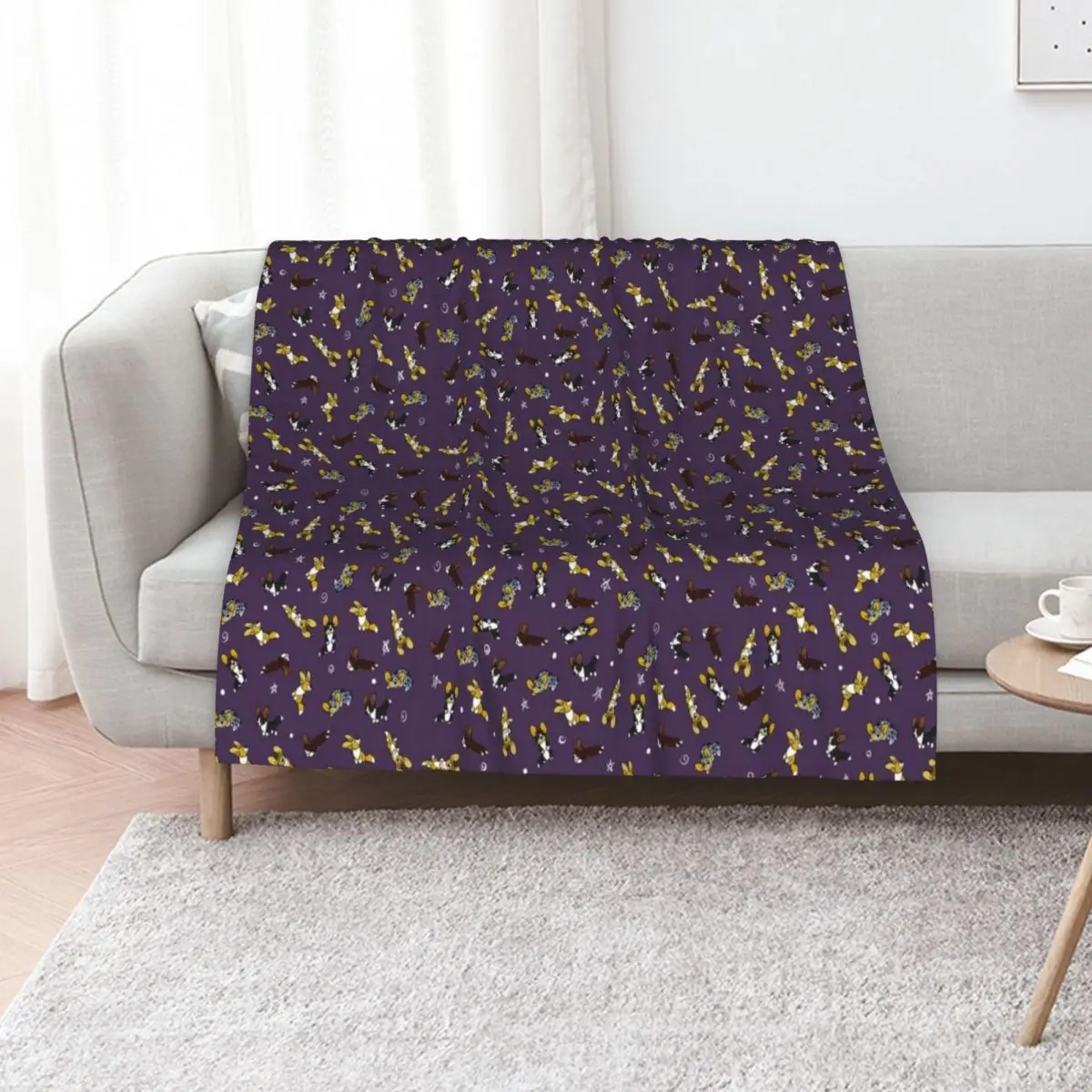 Purple Cardigan Welsh Corgi Scribbles Throw Blanket Vintage Plaid on the sofa Cute Plaid Plush Heavy Decorative Beds Blankets