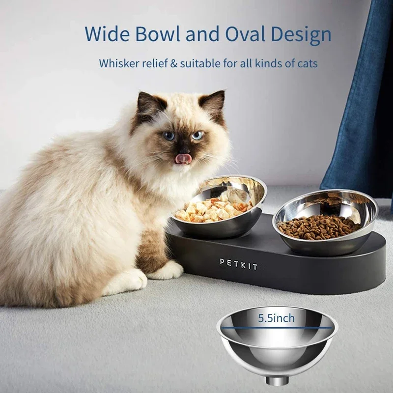 PETKIT-Adjustable Pet Feeding Dishes, Double Feeder Bowls, Water Cup, Cat Bowls, Drinking Bowl, Plastic, Stainless Steel