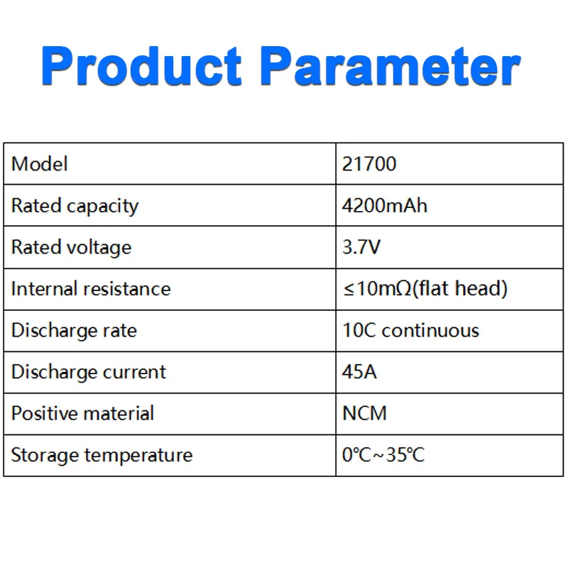 1 pc INR21700P42A 21700 Lithium Battery 4200mAh Lithium-ion Battery for Unmanned Devices Camera Flashlight 10C Discharge Rate