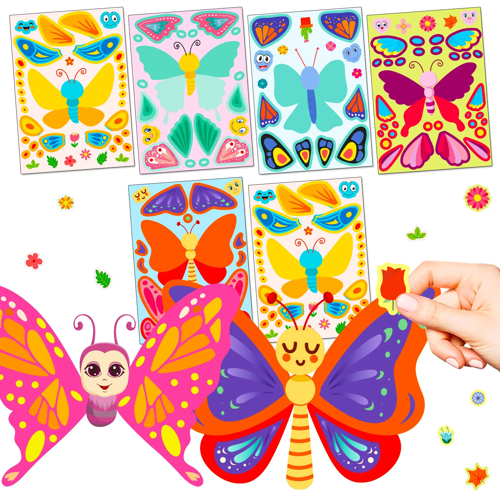 

Creative Make Your Own Butterfly Puzzle Stickers Sheets Children DIY Make A Face Stickers Jigsaw Decals Kids Student Reward Toys