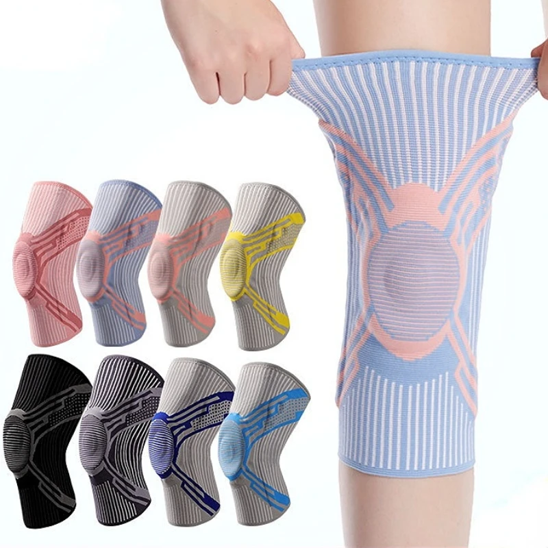 Knee Brace Strap Knee Pads Support Silicone Full Strong Meniscus Compression Protection Running Basketball  Sport knee Pads