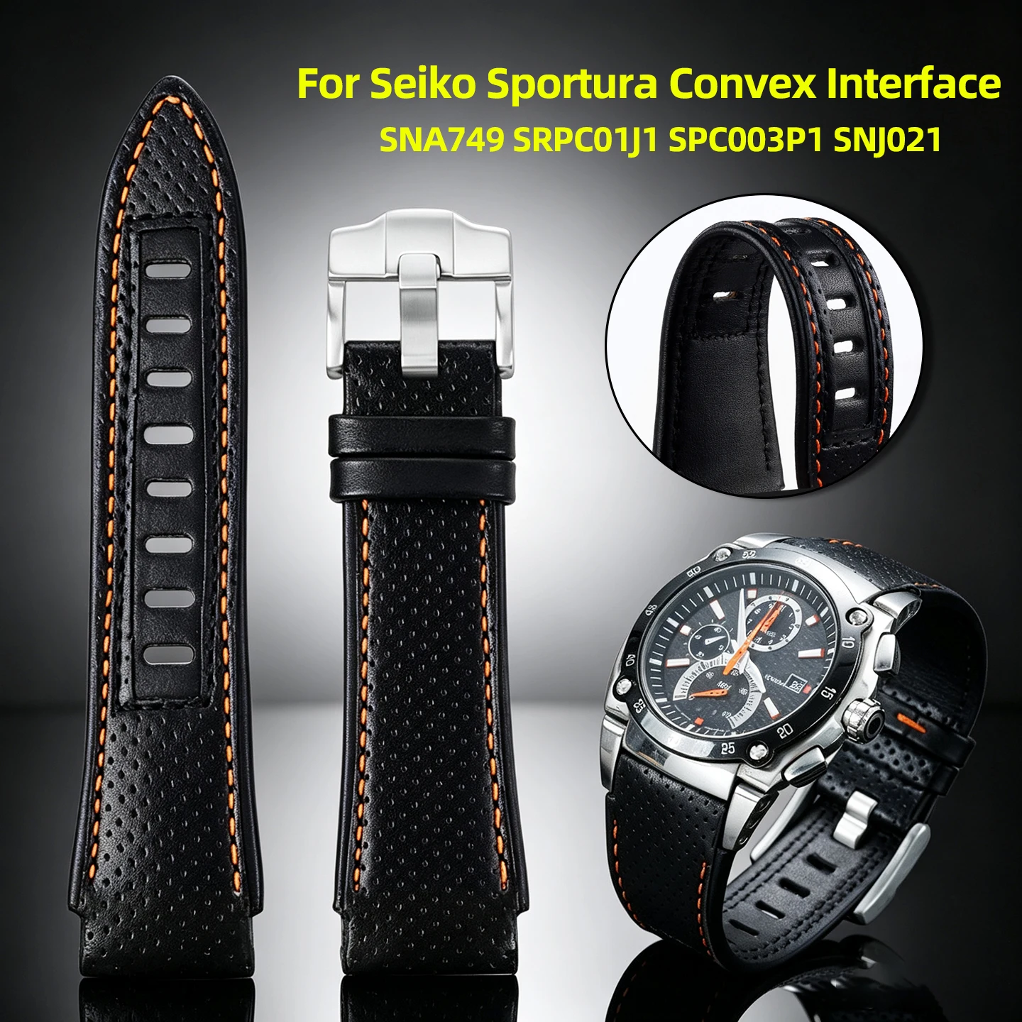 22mm-convex-interface-genuine-leather-watch-strap-for-seiko-sportura-sna749-srpc01j1-spc003p1-snj021-replacement-bracelet-parts