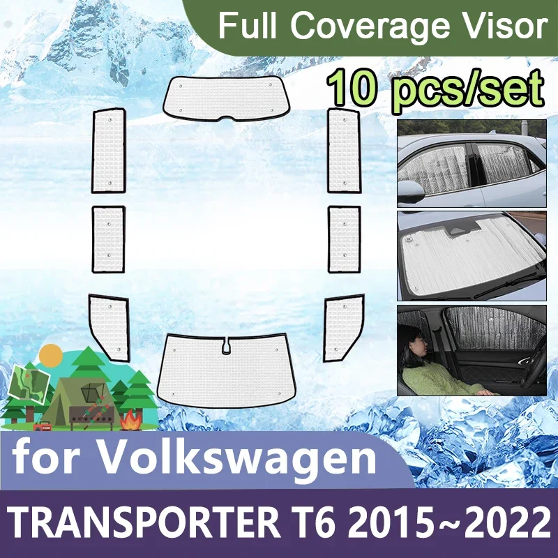 Full-Coverage Sunshades For Volkswagen VW Transporter Multivan Caravelle T6 2015~2022 Visor Car Accessories Shuttle California