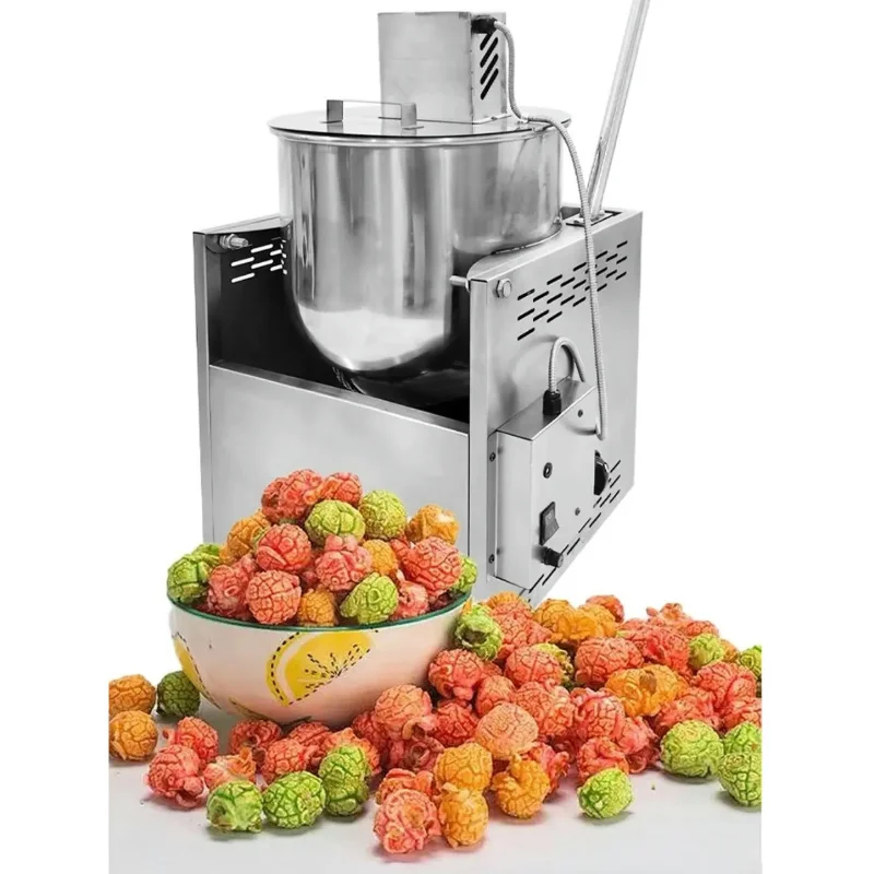 Commercial Desktop Popcorn Machine Hand-Cranked with Stove for Restaurant Stalls 220V New Design with Motor for Corn