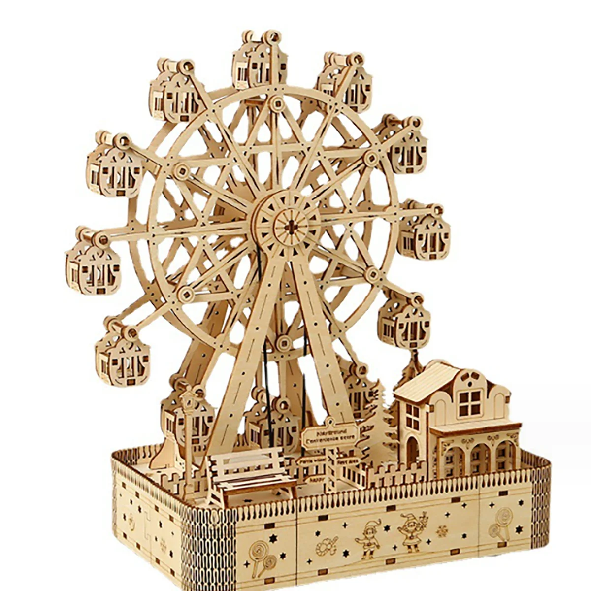 Ferris Wheel Hands Craft DIY 3D Wooden Puzzle Instrument Assembly Building Model Kit Brain Teaser Puzzles Toy