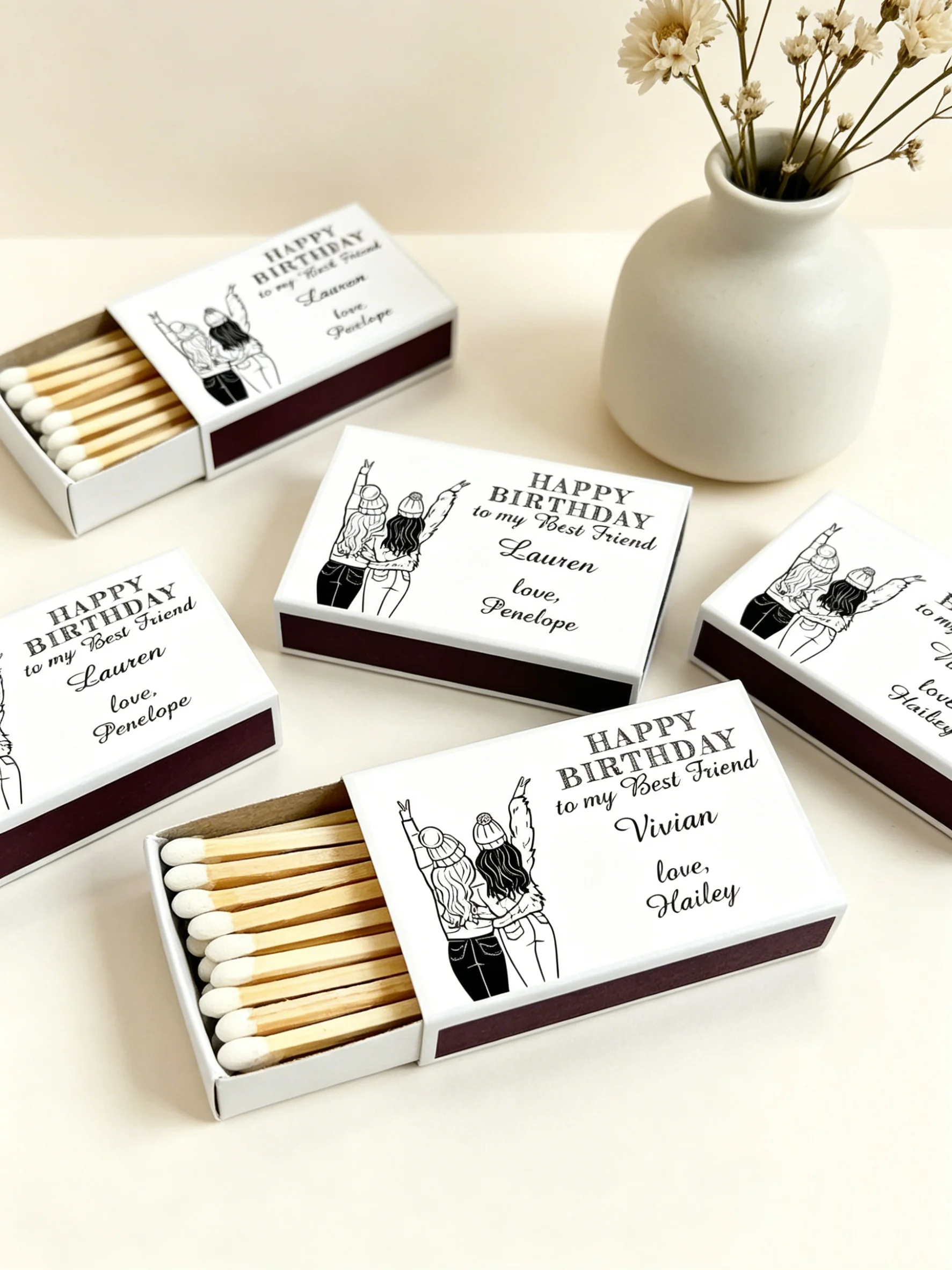 

Pack of 50 Personalized Matchboxes Happy Birthday Best Friend Birthday Party Favors
