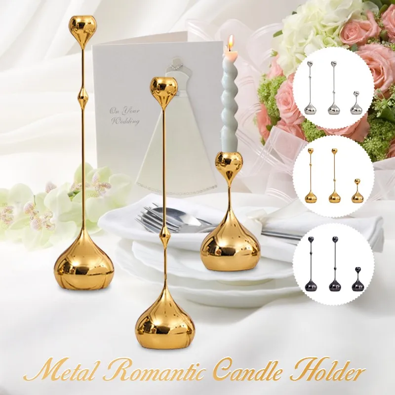 

Metal Candlestick Holder Romantic Art Table Home Dinner Decoration Wedding Party Photography Props Silver Candle Holder