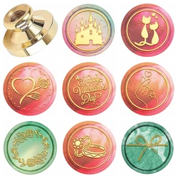 Valentine's Day Theme Patterns Wax Seal Stamps Ring Removable Round Brass Stamp Heads for Decorating Wedding Parties,Invitations