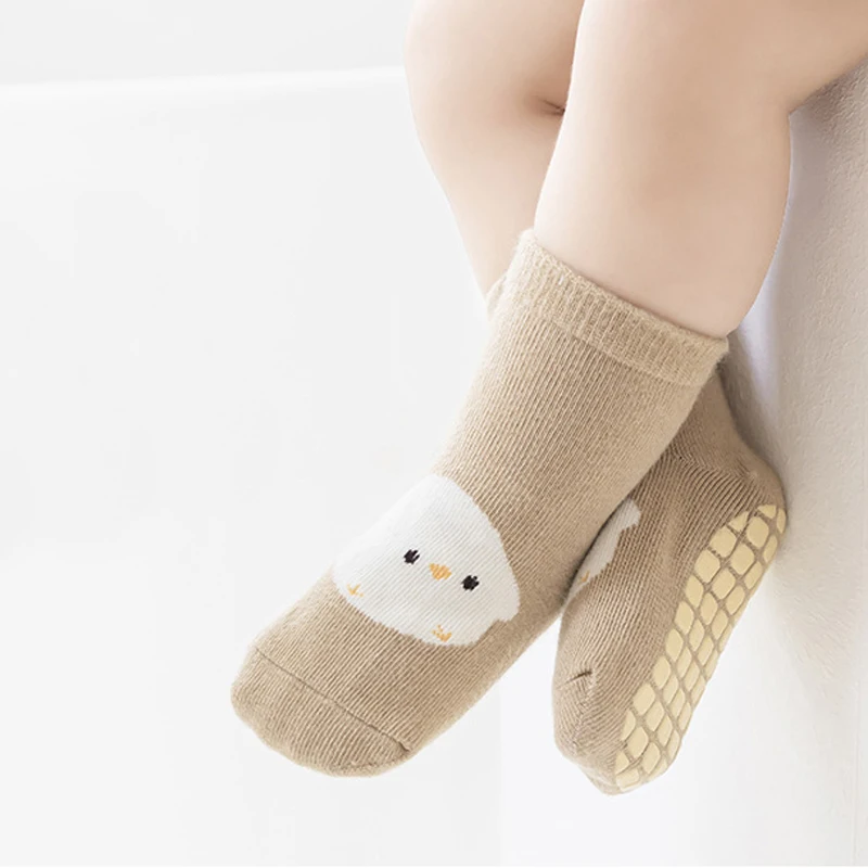 6 Pairs Anti-Slip Point Adhesive Baby Socks, Cartoon Animal Baby Walking Trampoline Socks, Suitable for Daily Wear
