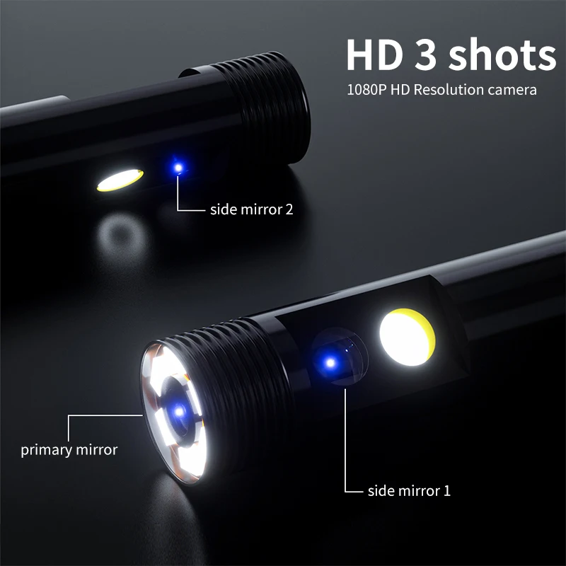 Industrial Endoscope4.5Inch IPS Dual Lens2.0MP Mini Endoscope Camera IP68 Drain Inspection Camera Waterproof 8 LED Wireless WIFI