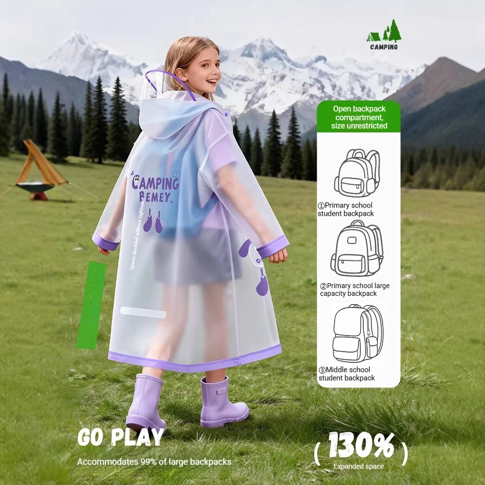 Boys, Girls, Primary School Students Special Waterproof Rainstorm Proof 2026 New Raincoat with School Bag