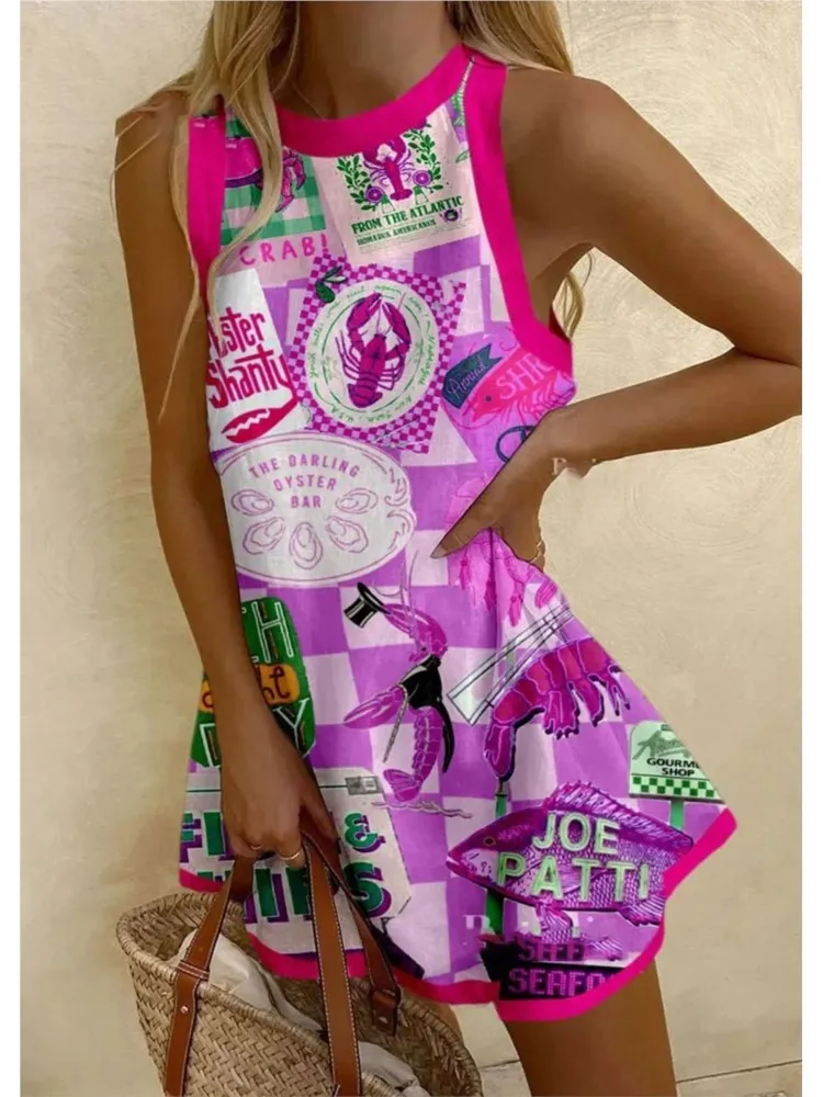 

2025 Summer Dress Casual Retro Printed Commuting Dresses Women's Comfortable Shirtdress New Vacation Beachwear Short Dresses