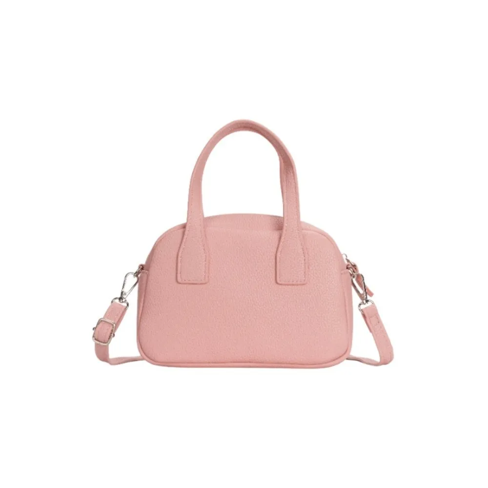 

High Quality Leather PU Bowling Bag Korean Style Handbag Boston Tote Bag Solid Color Minority Design