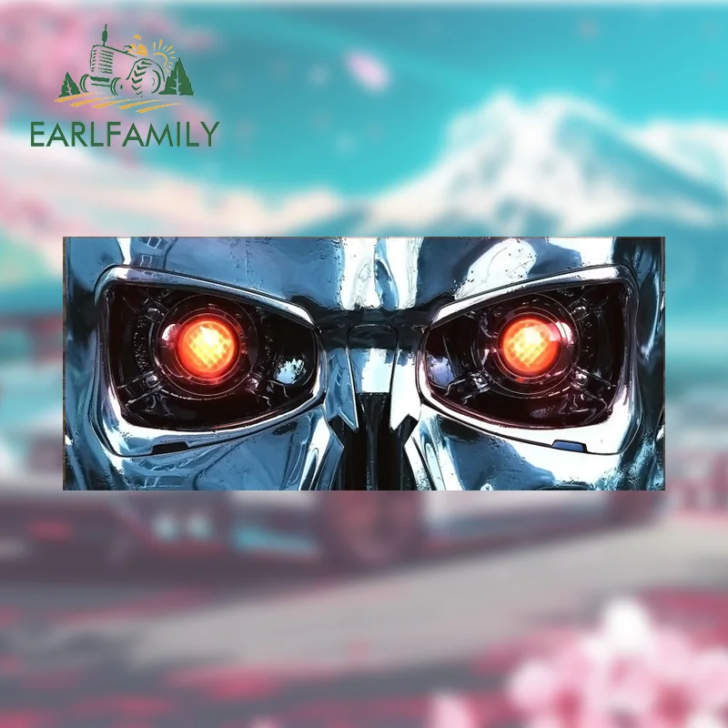 

EARLFAMILY Terminator Slap Eyes Vinyl Car Stickers Occlusion Scratch Fashionable Decals Sunscreen Caravan Trunk Decor Car Goods