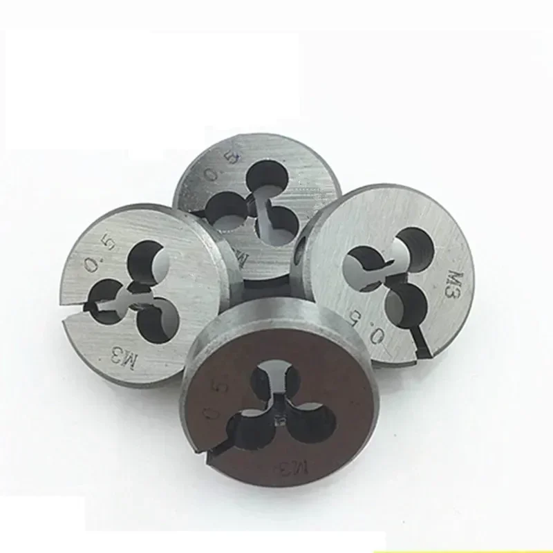 3pcs M0.8x0.2 HSS Round Adjustable Die Metric Standard Screw Threading Dies Adjustable Round Split Dies Machine Hand Tools